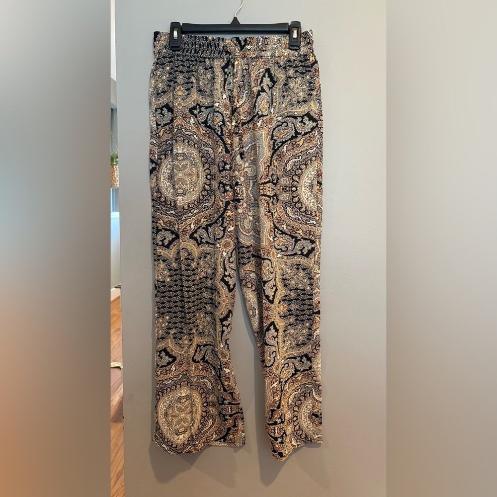 Bohemian Paisley Print Wide Leg Pants